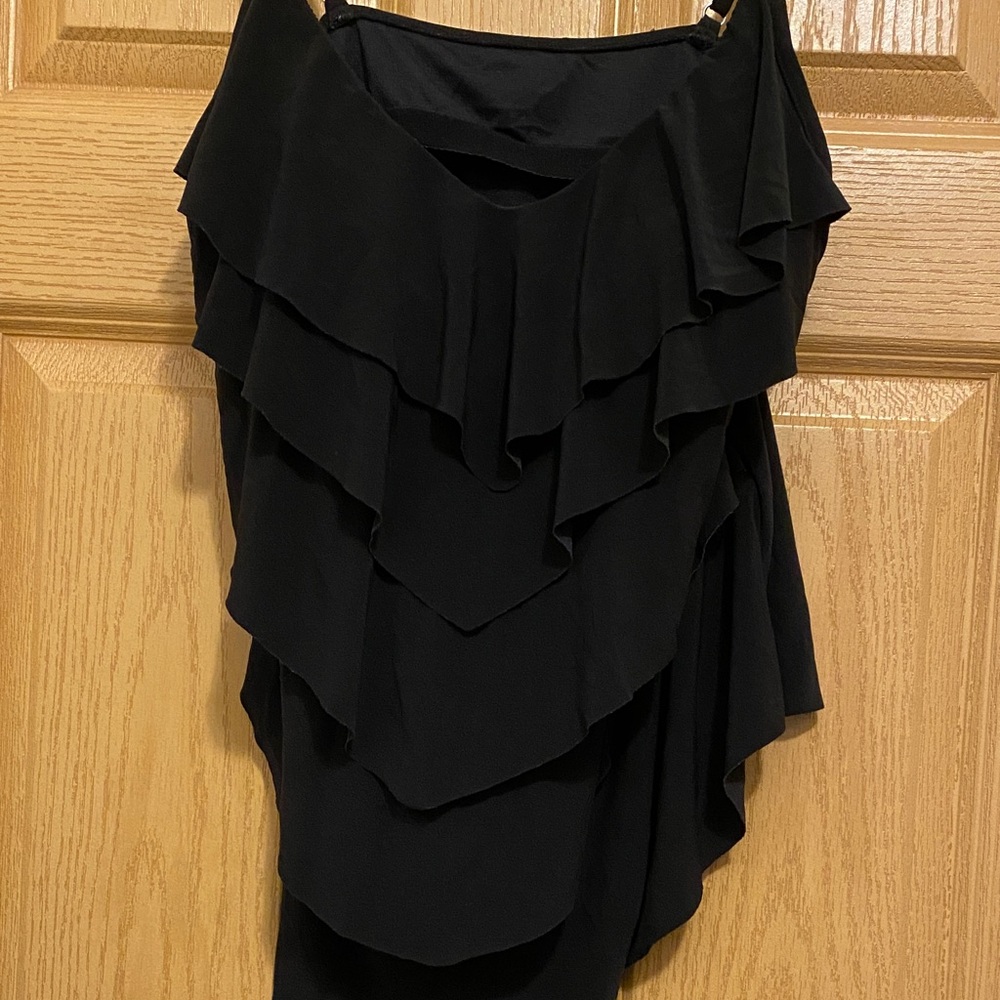 Black Layered Ruffle Bathing Suit top 95% polyester 5% spandex